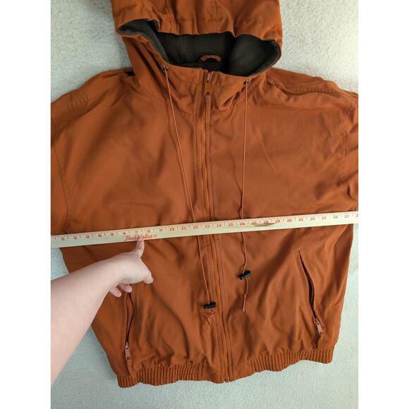 Cabelas Jacket Mens Large Orange Canvas Zip Up Hooded Lined Cowl Neck Winter - Picture 8 of 16